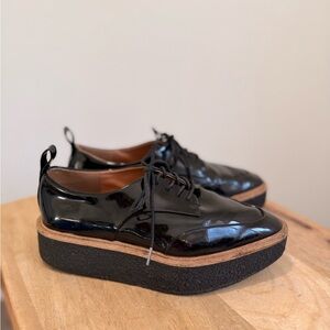 Zara Trafaluc Creeper Womens Size US 6 EU 36 Black Patent Platform Oxfords shoes